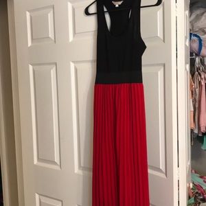Red and black maxi dress